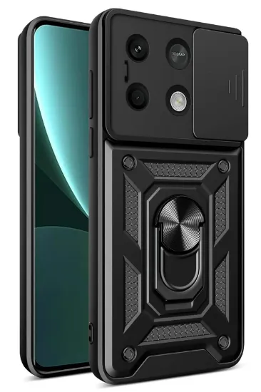 Newface Xiaomi Redmi Note 13 5G Kılıf Pars Lens Yüzüklü Silikon - Siyah resmi