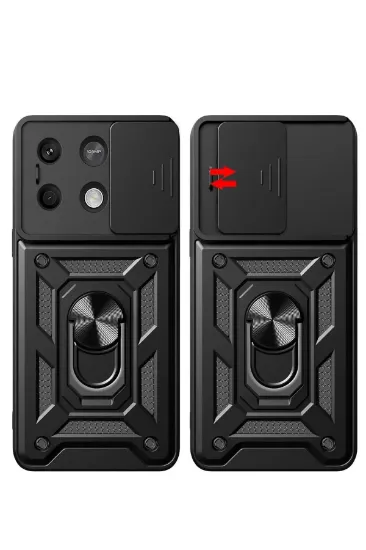 Newface Xiaomi Redmi Note 13 5G Kılıf Pars Lens Yüzüklü Silikon - Siyah resmi
