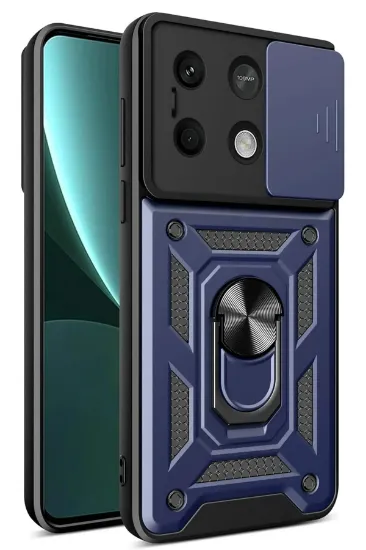 Newface Xiaomi Redmi Note 13 5G Kılıf Pars Lens Yüzüklü Silikon - Lacivert resmi
