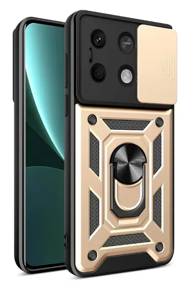 Newface Xiaomi Redmi Note 13 5G Kılıf Pars Lens Yüzüklü Silikon - Gold resmi