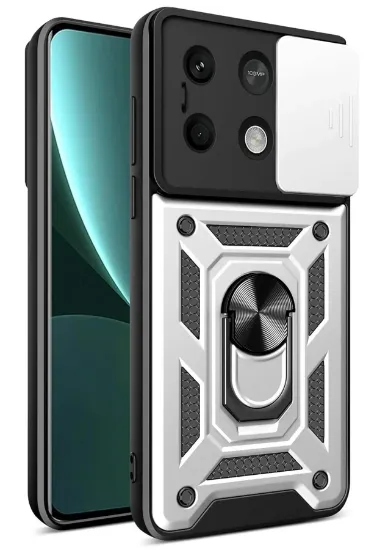 Newface Xiaomi Redmi Note 13 5G Kılıf Pars Lens Yüzüklü Silikon - Gümüş resmi