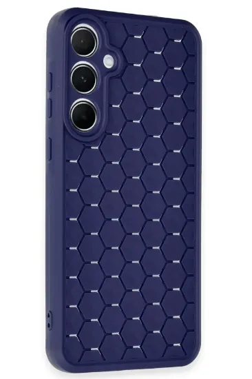 Newface Samsung Galaxy A55 5G Kılıf Petek Silikon Kapak - Lacivert resmi