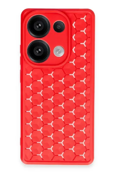 Newface Xiaomi Redmi Note 13 Pro 4G Kılıf Petek Silikon Kapak - Kırmızı resmi