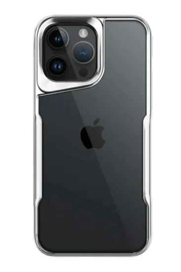 Newface iPhone 15 Pro Kılıf Boyi Silikon Kapak - Gümüş resmi
