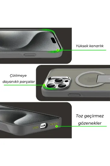 Newface iPhone 12 Tork Magsafe Standlı Kapak - Siyah resmi