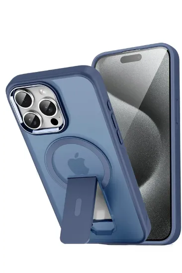 Newface iPhone 14 Pro Tork Magsafe Standlı Kapak - Lacivert resmi