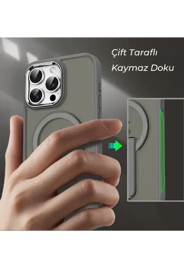 Newface iPhone 14 Pro Max Tork Magsafe Standlı Kapak - Siyah resmi
