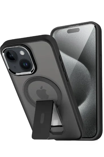 Newface iPhone 15 Tork Magsafe Standlı Kapak - Siyah resmi