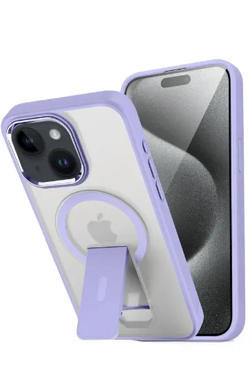 Newface iPhone 15 Tork Magsafe Standlı Kapak - Lila resmi