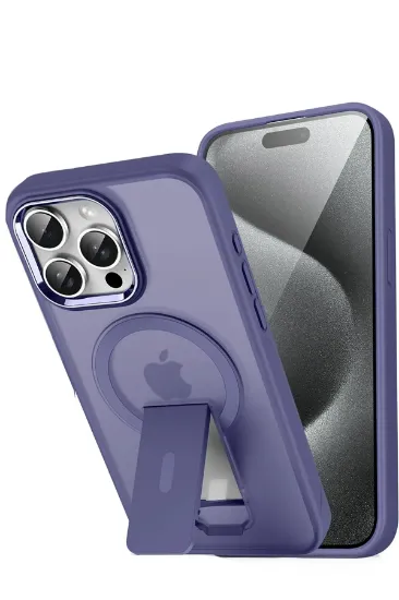 Newface iPhone 15 Pro Tork Magsafe Standlı Kapak - Derin Mor resmi
