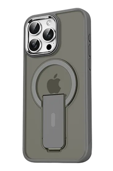 Newface iPhone 15 Pro Tork Magsafe Standlı Kapak - Titan Gri resmi