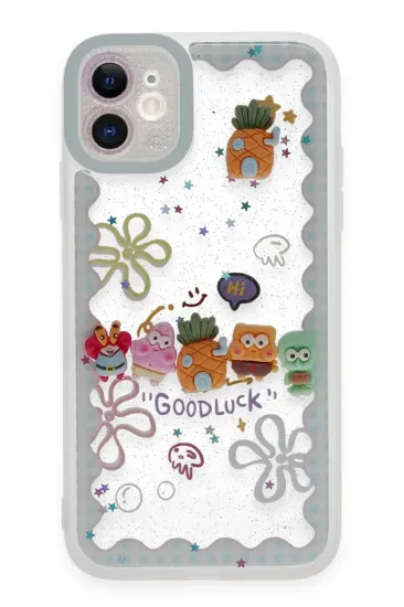 Newface iPhone 11 Kılıf Sweet Desenli Silikon Kapak - Açık Mavi resmi