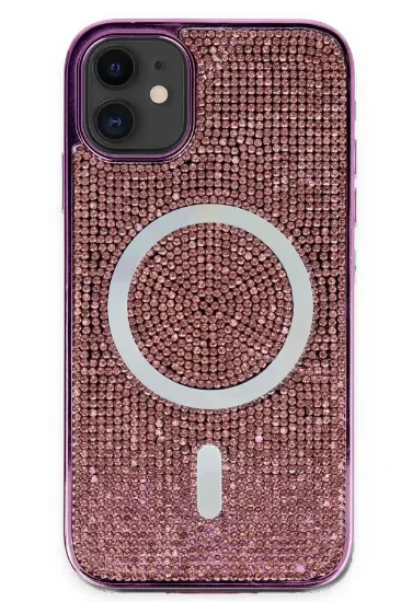 Newface iPhone 11 Kılıf Diamond Magsafe Kapak - Derin Mor resmi
