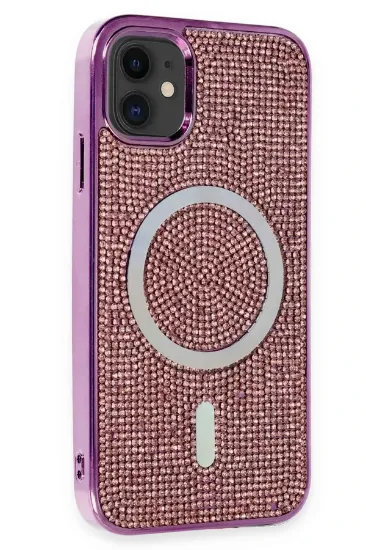 Newface iPhone 11 Kılıf Diamond Magsafe Kapak - Derin Mor resmi