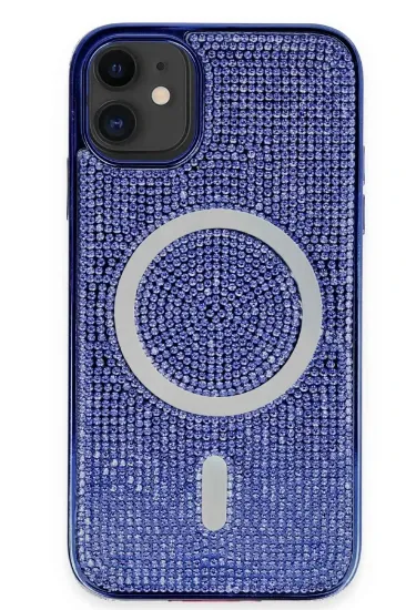 Newface iPhone 11 Kılıf Diamond Magsafe Kapak - Lacivert resmi