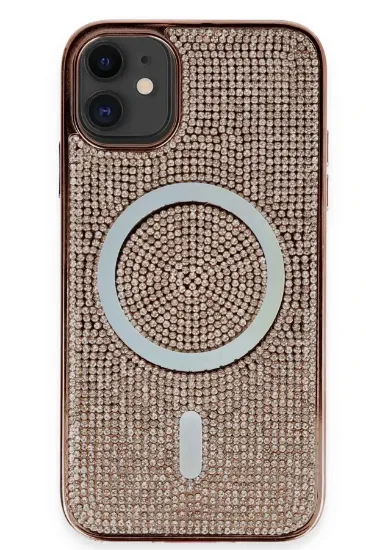 Newface iPhone 11 Kılıf Diamond Magsafe Kapak - Pembe resmi