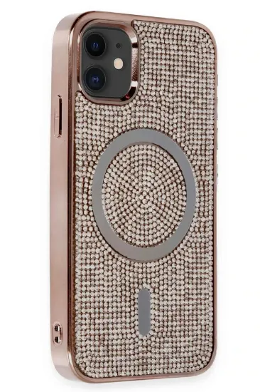 Newface iPhone 11 Kılıf Diamond Magsafe Kapak - Pembe resmi