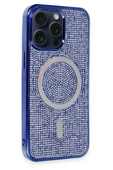Newface iPhone 14 Pro Max Kılıf Diamond Magsafe Kapak - Lacivert resmi