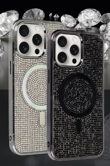 Newface iPhone 14 Pro Max Kılıf Diamond Magsafe Kapak - Lacivert resmi