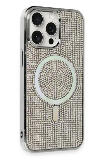 Newface iPhone 15 Pro Kılıf Diamond Magsafe Kapak - Rainbow resmi