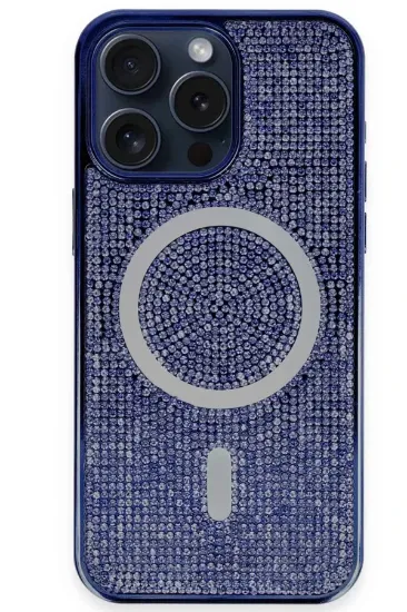 Newface iPhone 15 Pro Max Kılıf Diamond Magsafe Kapak - Lacivert resmi