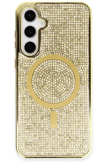 Newface Samsung Galaxy S23 Kılıf Diamond Magsafe Kapak - Gold resmi