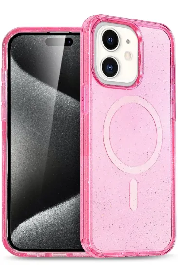 Newface iPhone 11 Kılıf Glow Magsafe Kapak - Pembe resmi