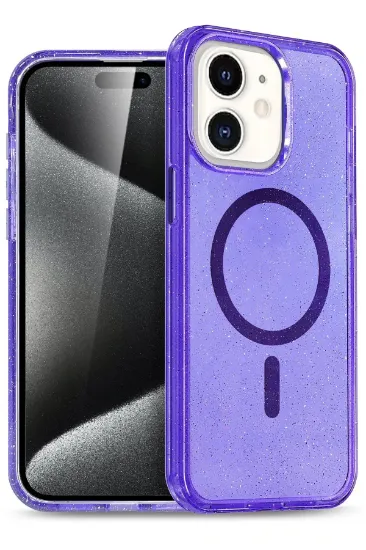 Newface iPhone 11 Kılıf Glow Magsafe Kapak - Mor resmi