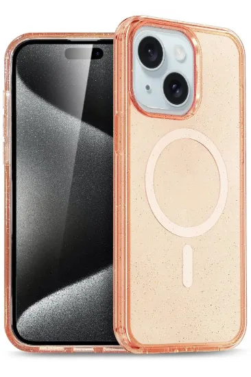 Newface iPhone 14 Kılıf Glow Magsafe Kapak - Turuncu resmi