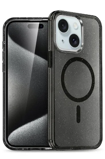 Newface iPhone 15 Plus Kılıf Glow Magsafe Kapak - Siyah resmi