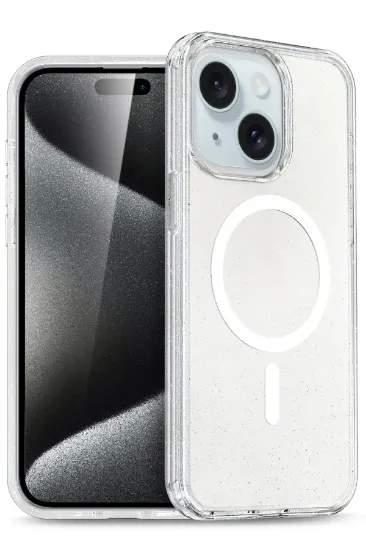 Newface iPhone 15 Plus Kılıf Glow Magsafe Kapak - Şeffaf resmi