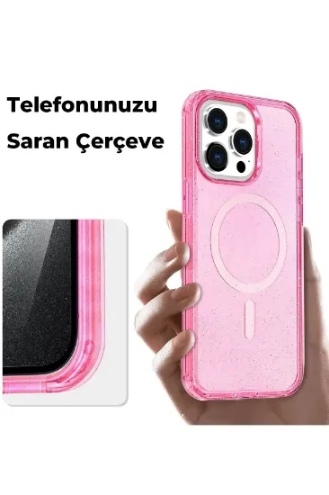 Newface iPhone 15 Plus Kılıf Glow Magsafe Kapak - Şeffaf resmi
