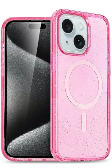 Newface iPhone 15 Plus Kılıf Glow Magsafe Kapak - Pembe resmi