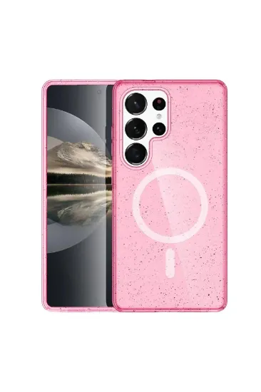 Newface Samsung Galaxy S23 Ultra Kılıf Glow Magsafe Kapak - Pembe resmi