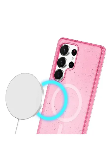 Newface Samsung Galaxy S24 Ultra Kılıf Glow Magsafe Kapak - Pembe resmi