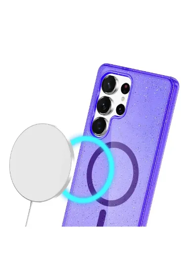 Newface Samsung Galaxy S24 Ultra Kılıf Glow Magsafe Kapak - Mor resmi