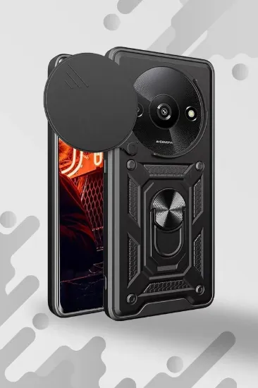Newface Xiaomi Redmi A3 4G Kılıf Pars Lens Yüzüklü Silikon - Kırmızı resmi