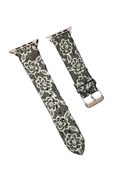 Newface Apple Watch 42mm Creeper Desenli Kordon - Siyah resmi