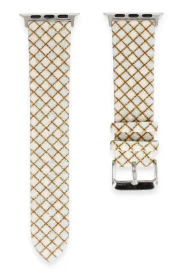 Newface Apple Watch 38mm Karo Motif Kordon - Mavi resmi
