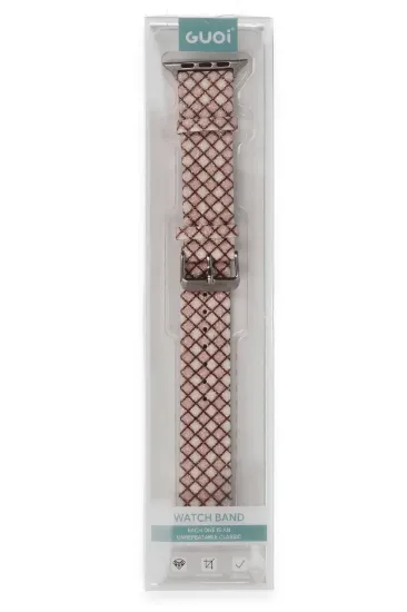 Newface Apple Watch 42mm Karo Motif Kordon - Pembe resmi
