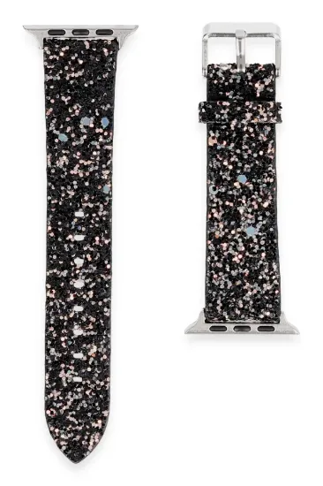 Newface Apple Watch 42mm Starry Taşlı Kordon - Siyah resmi