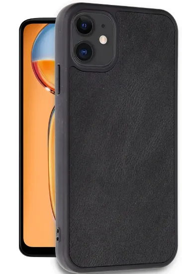 Newface iPhone 11 Kılıf Aras Deri Kapak - Siyah resmi