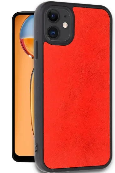 Newface iPhone 11 Kılıf Aras Deri Kapak - Kırmızı resmi