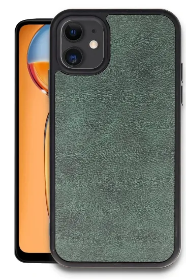 Newface iPhone 11 Kılıf Aras Deri Kapak - Koyu Yeşil resmi