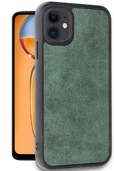 Newface iPhone 11 Kılıf Aras Deri Kapak - Koyu Yeşil resmi