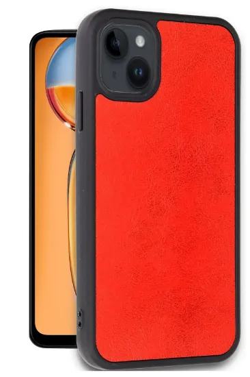 Newface iPhone 14 Kılıf Aras Deri Kapak - Kırmızı resmi