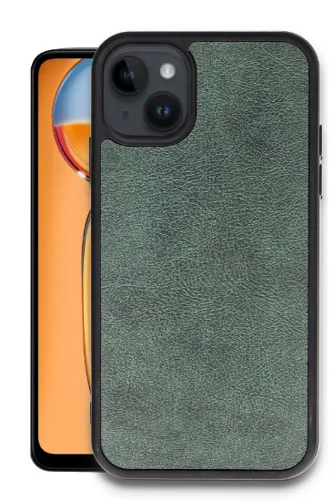 Newface iPhone 14 Kılıf Aras Deri Kapak - Koyu Yeşil resmi