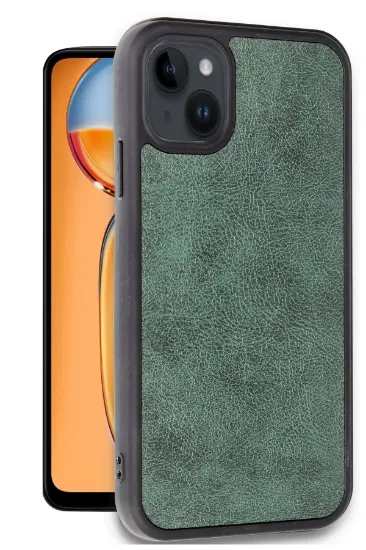Newface iPhone 14 Kılıf Aras Deri Kapak - Koyu Yeşil resmi
