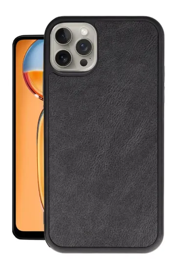 Newface iPhone 14 Pro Kılıf Aras Deri Kapak - Siyah resmi