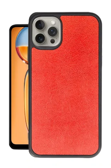 Newface iPhone 14 Pro Kılıf Aras Deri Kapak - Kırmızı resmi